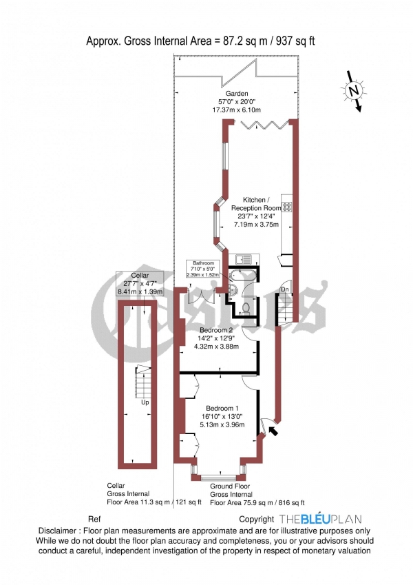 Floor Plan Image for 2 Bedroom Apartment for Sale in Weston Park, N8