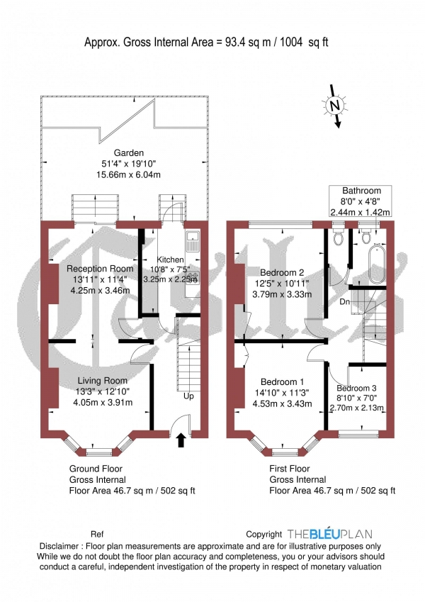 Floor Plan Image for 3 Bedroom Terraced House for Sale in Lightfoot Road, N8