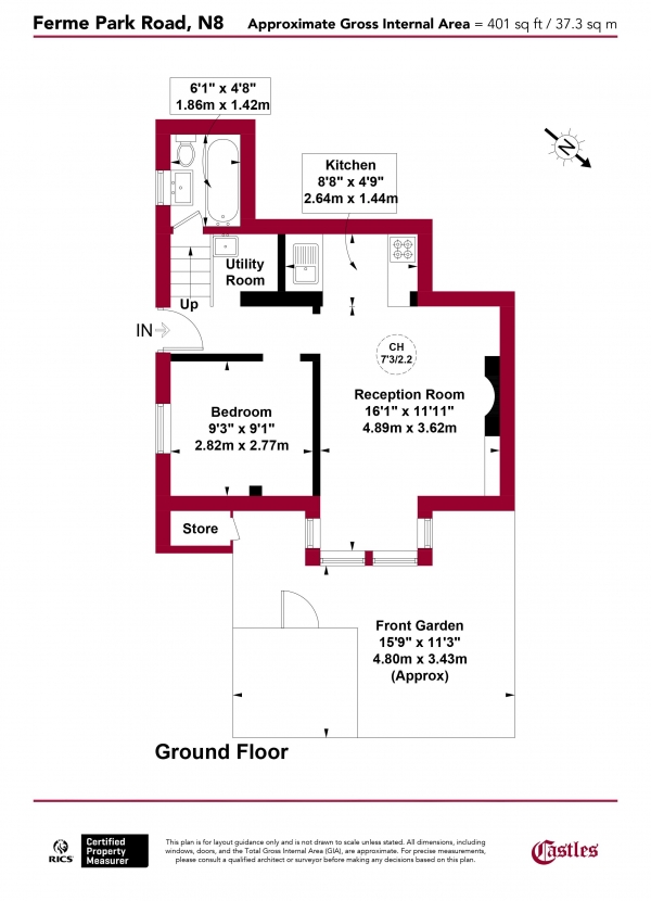 Floor Plan Image for 1 Bedroom Apartment for Sale in Ferme Park Road, N8