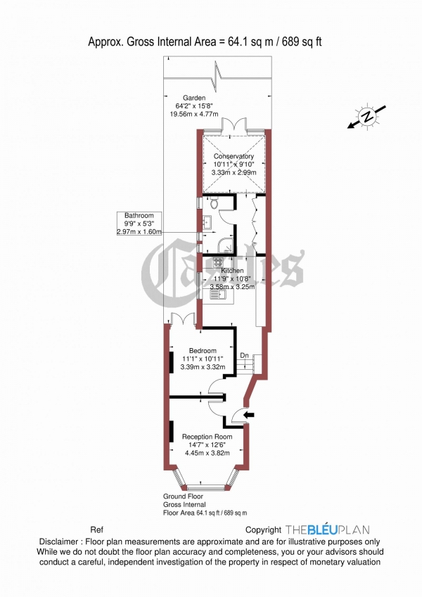 Floor Plan Image for 2 Bedroom Apartment for Sale in Baden Road, N8