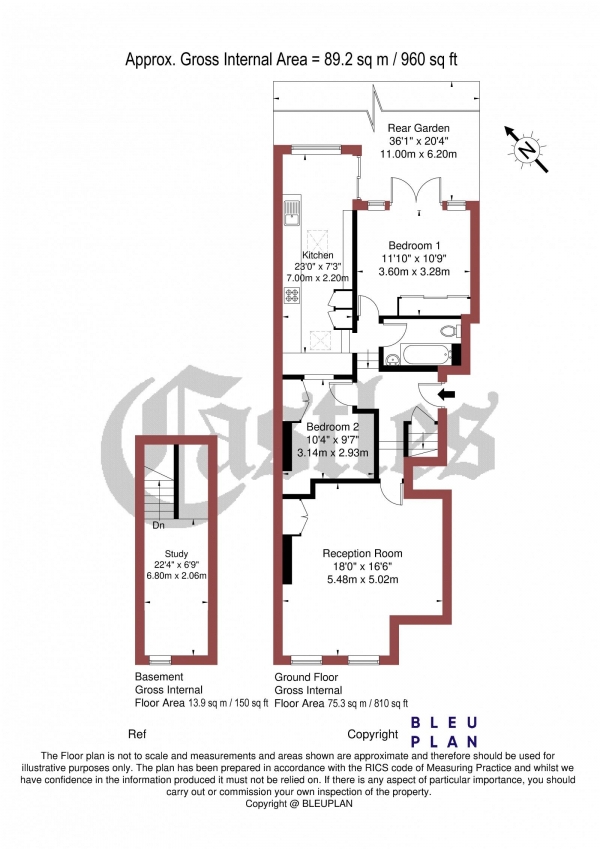 Floor Plan Image for 2 Bedroom Apartment for Sale in Birchington Road, N8