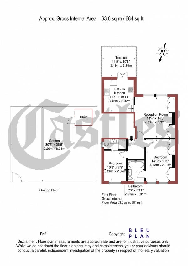 Floor Plan Image for 2 Bedroom Apartment for Sale in Ridge Road, N8