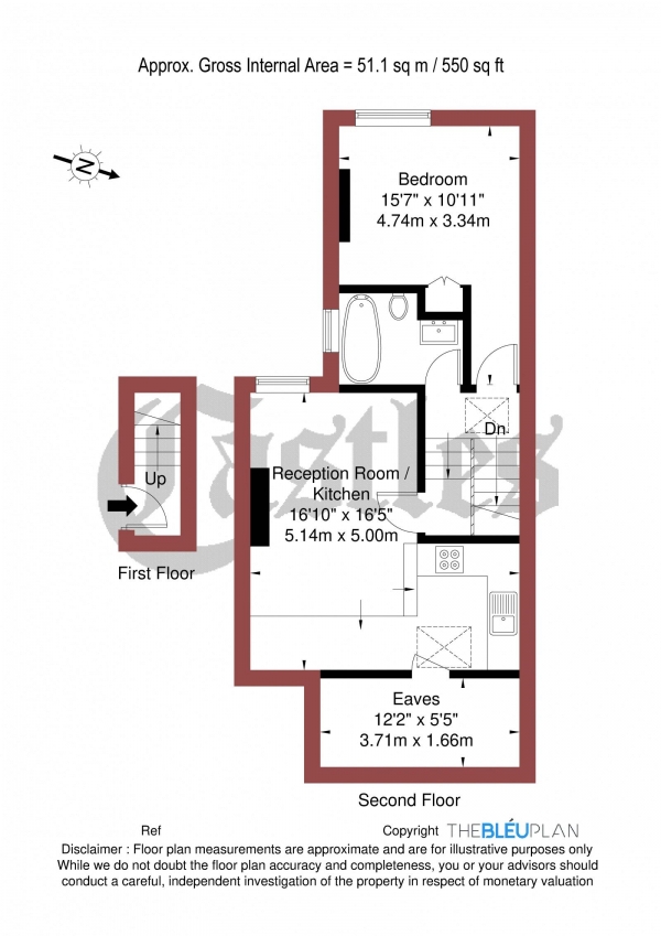 Floor Plan Image for 1 Bedroom Apartment for Sale in Rathcoole Gardens, N8