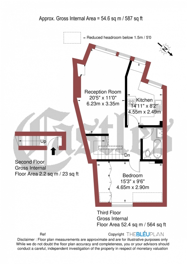 Floor Plan for 1 Bedroom Apartment for Sale in Topsfield Parade, N8, N8, 8PP -  &pound410,000