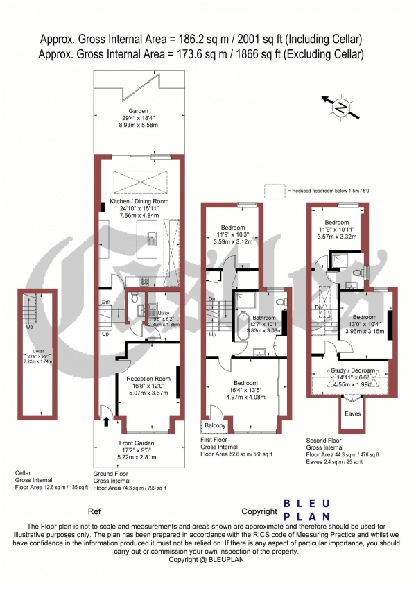 Floor Plan Image for 4 Bedroom Terraced House for Sale in Rathcoole Gardens, N8