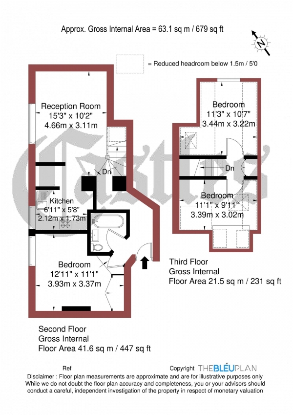 Floor Plan Image for 3 Bedroom Apartment for Sale in Hornsey Lane, N6