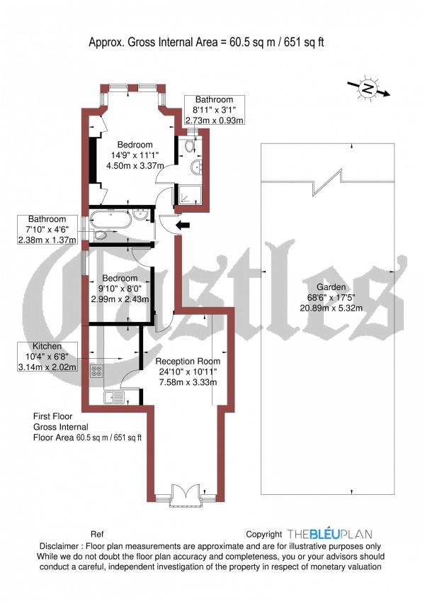 Floor Plan Image for 2 Bedroom Apartment for Sale in Coolhurst Road, N8