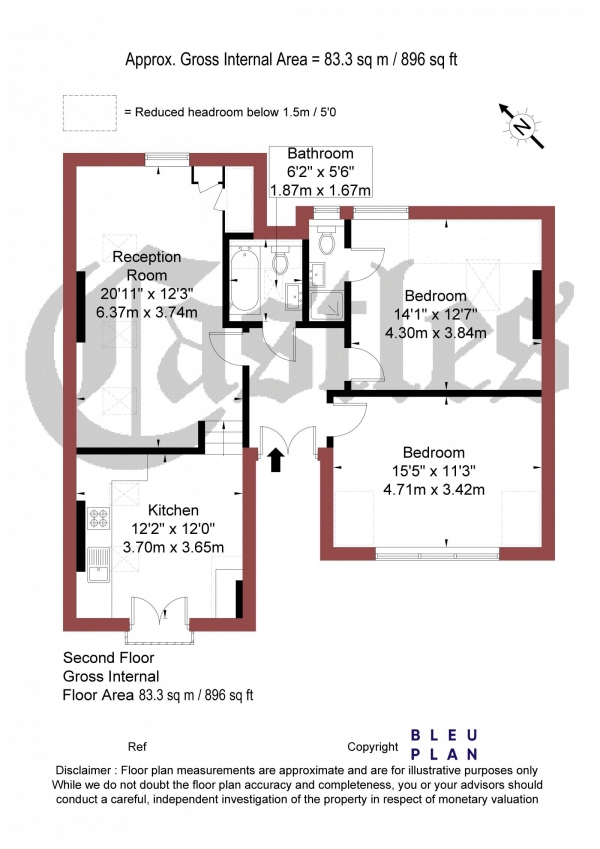 Floor Plan Image for 2 Bedroom Apartment for Sale in Rokesly Avenue, N8