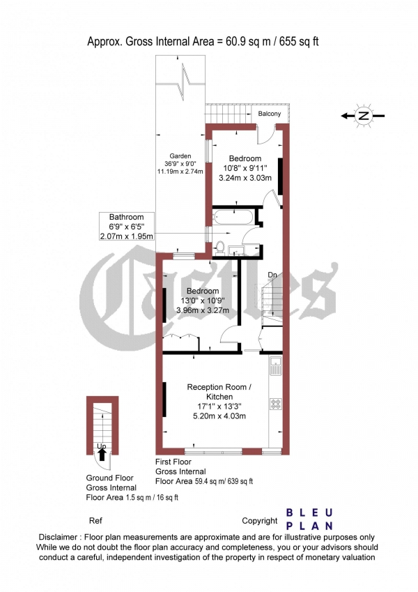 Floor Plan Image for 2 Bedroom Apartment for Sale in The Campsbourne, N8