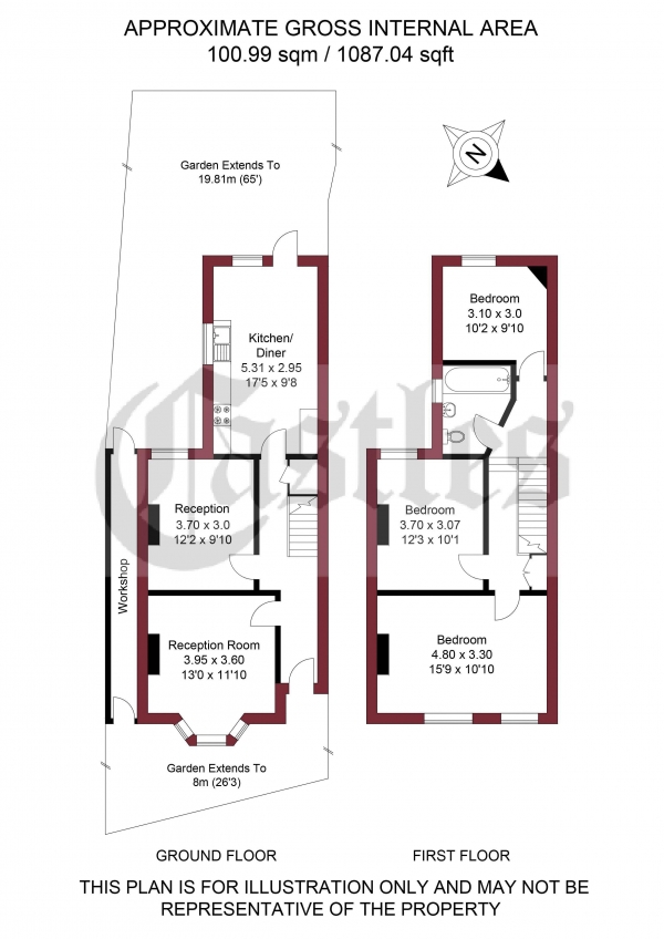 Floor Plan Image for 3 Bedroom End of Terrace House for Sale in Hornsey Park Road, N8