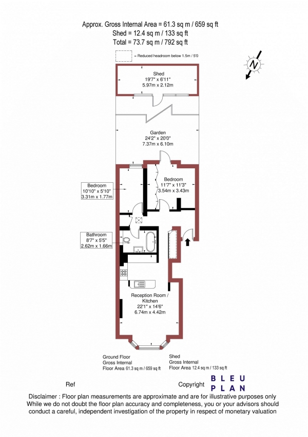 Floor Plan Image for 2 Bedroom Apartment for Sale in Lambton Road, N19