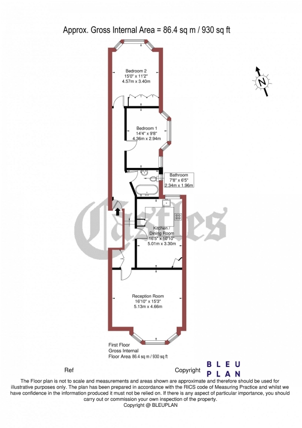 Floor Plan Image for 2 Bedroom Apartment for Sale in Inderwick Road, N8