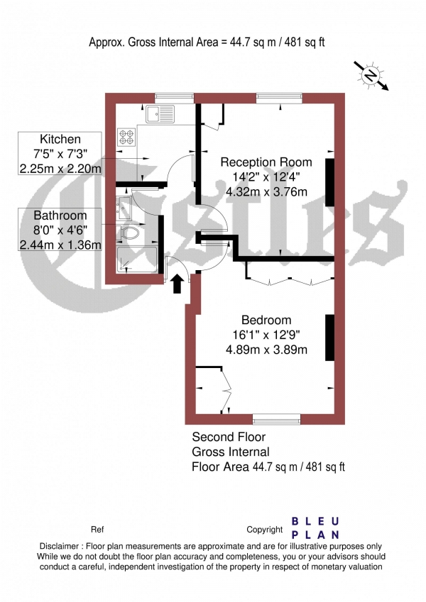 Floor Plan Image for 1 Bedroom Apartment for Sale in Crouch Hill, N8