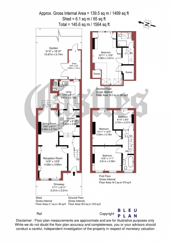 Floor Plan Image for 4 Bedroom Terraced House for Sale in Bourne Road, N8