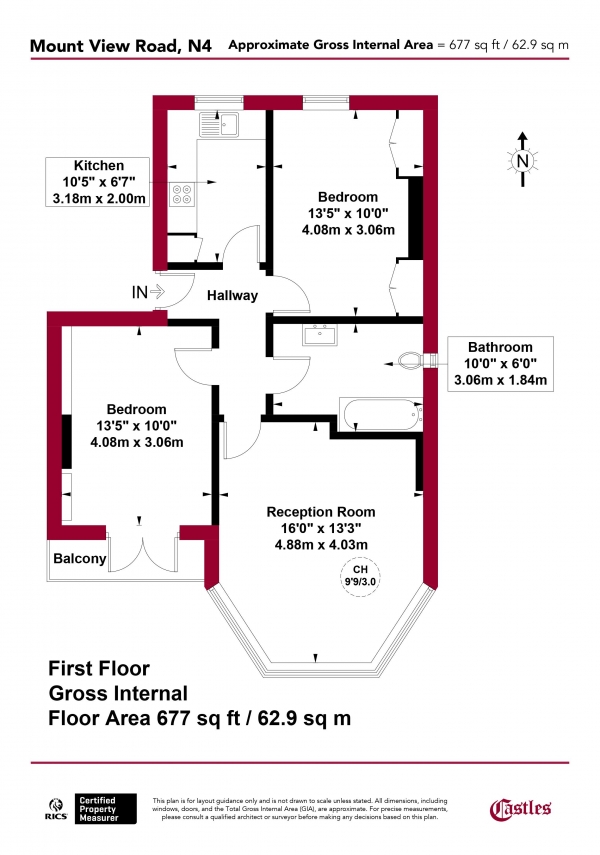 Floor Plan Image for 2 Bedroom Apartment for Sale in Mount View Road, N4