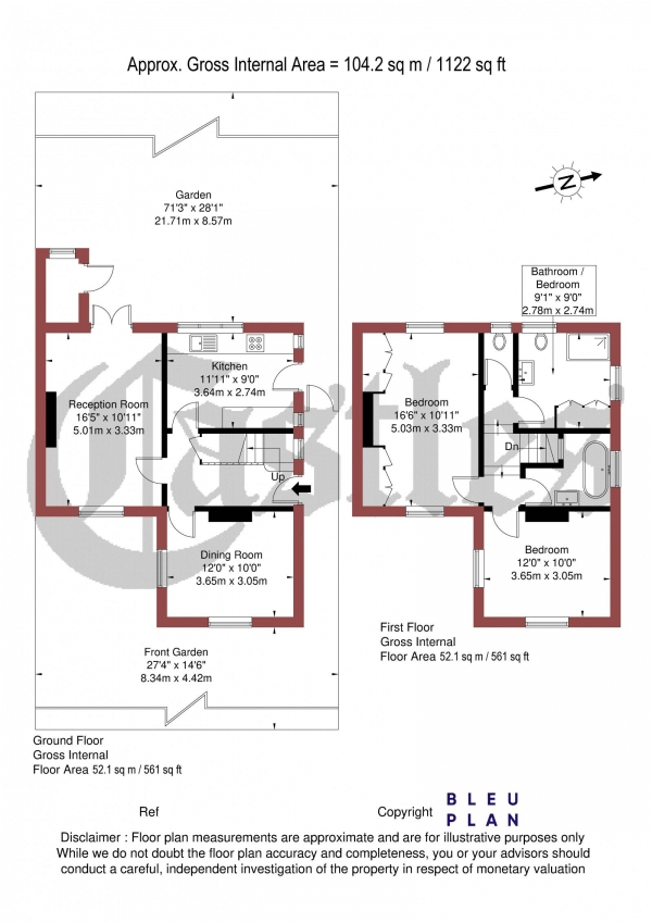 Floor Plan Image for 3 Bedroom Semi-Detached House for Sale in Brookland Rise, Hampstead Garden Suburb, NW11