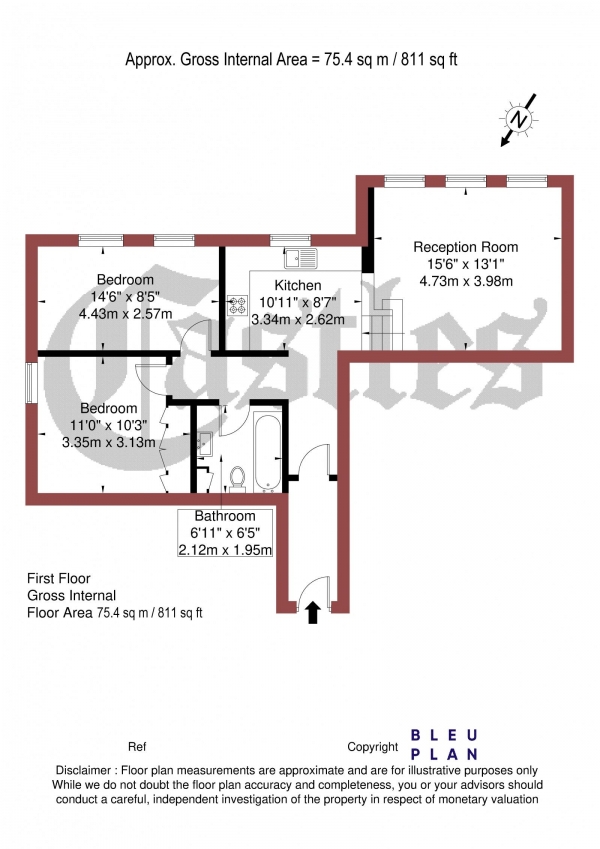 Floor Plan Image for 2 Bedroom Apartment for Sale in Shepherds Hill, N6