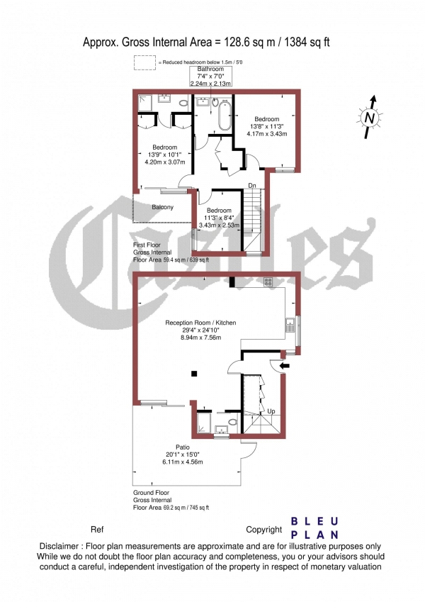 Floor Plan Image for 3 Bedroom Detached House for Sale in Pinehurst Mews, Haringey Park, Crouch End N8 (House 1)