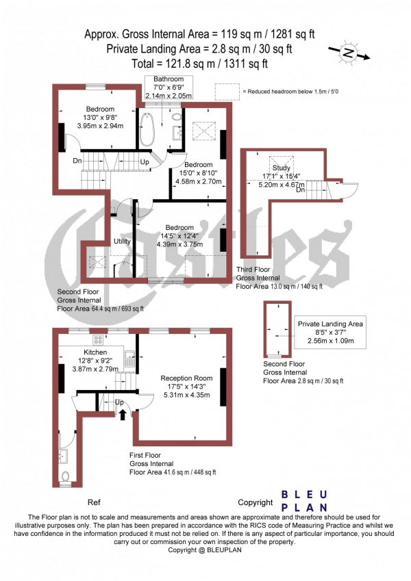 Floor Plan Image for 3 Bedroom Apartment for Sale in Clifton Road, N8