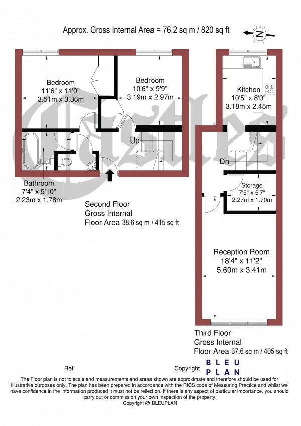 Floor Plan for 2 Bedroom Apartment for Sale in Campsbourne Road, N8, N8, 7BJ -  &pound374,995