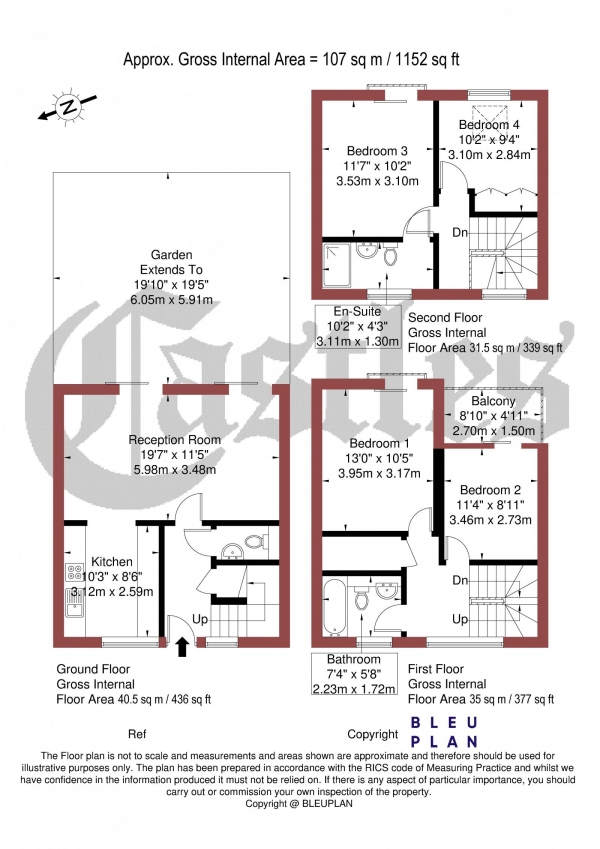 Floor Plan Image for 4 Bedroom Terraced House for Sale in Frederick Place, N8