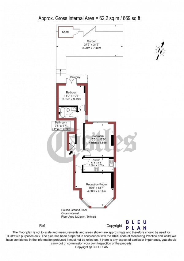 Floor Plan Image for 2 Bedroom Apartment for Sale in Mount View Road, N4