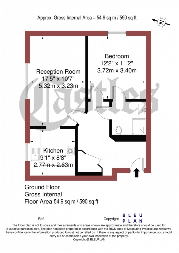 Floor Plan Image for 1 Bedroom Flat for Sale in The Paddock, Meadow Walk, Meadow Drive Muswell Hill N10