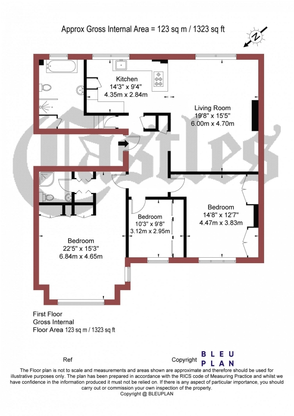 Floor Plan Image for 3 Bedroom Apartment for Sale in Hornsey Lane, N6