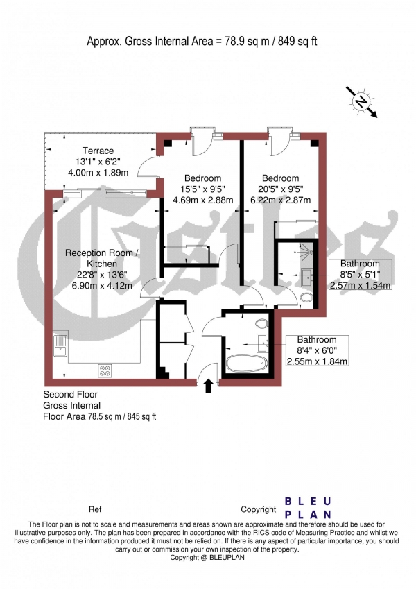 Floor Plan Image for 2 Bedroom Apartment for Sale in Candela Yard, Crouch End N8 (Apt 14)