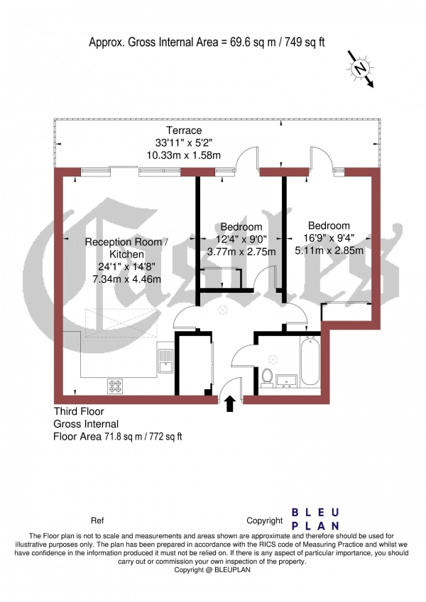 Floor Plan Image for 2 Bedroom Apartment for Sale in Candela Yard, Crouch End N8 (Apt 23)