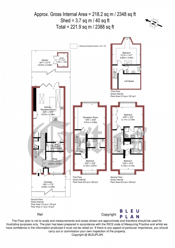 Floor Plan Image for 4 Bedroom End of Terrace House for Sale in Montenotte Road, N8