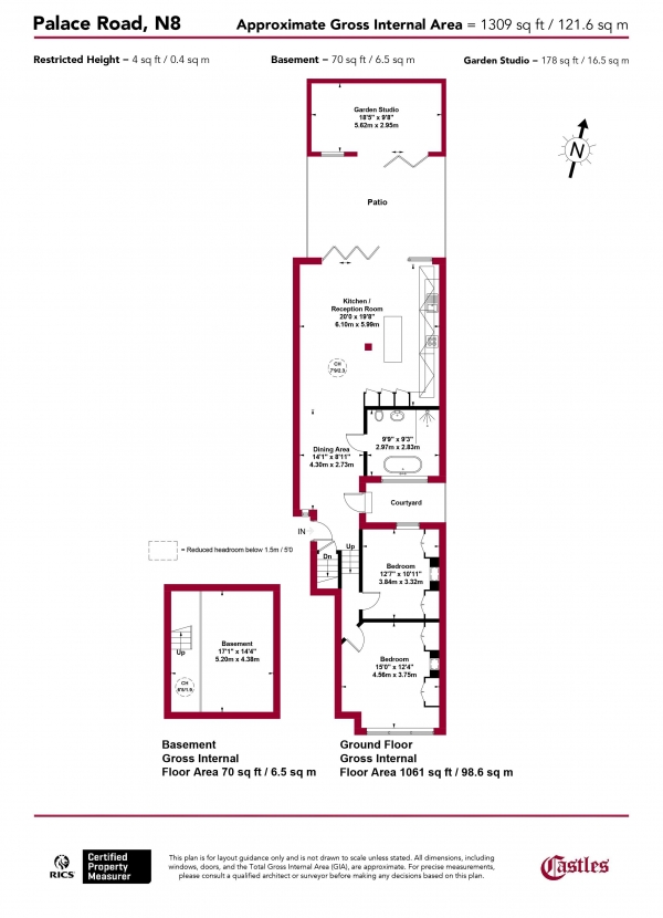 Floor Plan Image for 2 Bedroom Apartment for Sale in Palace Road, N8