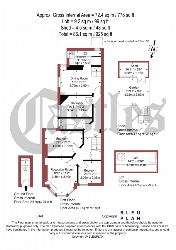 Floor Plan Image for 3 Bedroom Maisonette for Sale in North View Road, N8