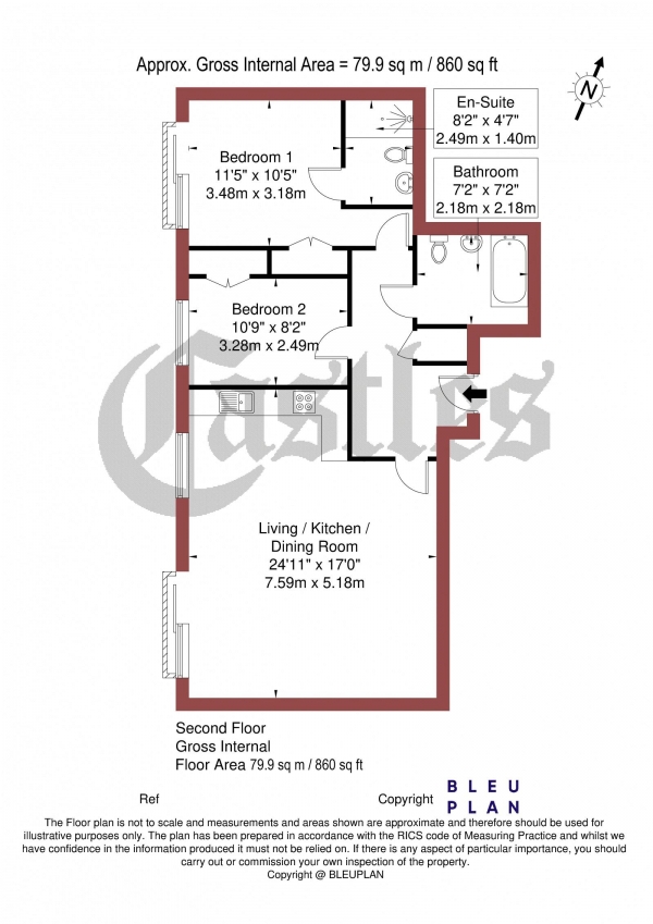 Floor Plan Image for 2 Bedroom Apartment for Sale in Gransden House, Park Road, N8