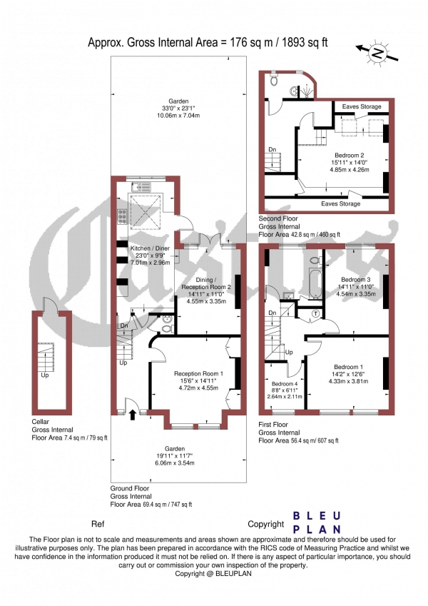 Floor Plan Image for 4 Bedroom Terraced House for Sale in Gladwell Road, N8