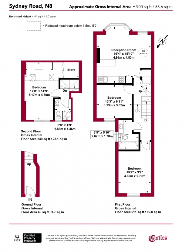 Floor Plan Image for 3 Bedroom Maisonette for Sale in Sydney Road, N8