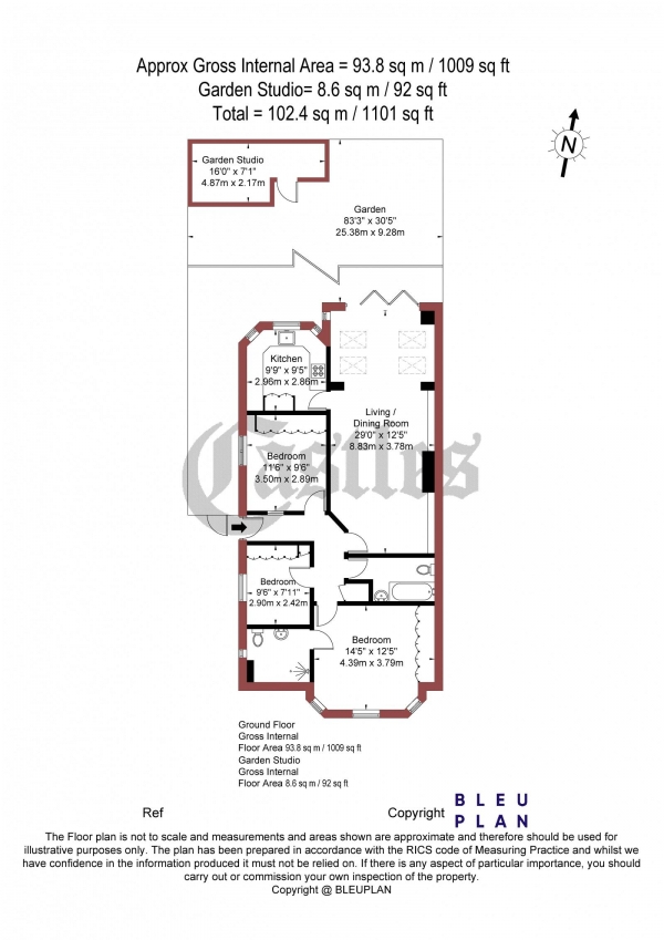 Floor Plan Image for 3 Bedroom Apartment for Sale in Avenue Road, N6