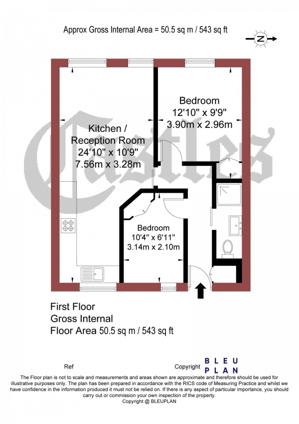 Floor Plan Image for 2 Bedroom Apartment for Sale in The Grove, Crouch End N8