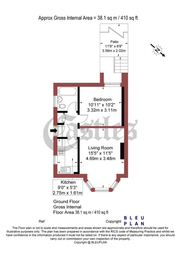 Floor Plan Image for 1 Bedroom Apartment for Sale in Ferme Park Road, N8
