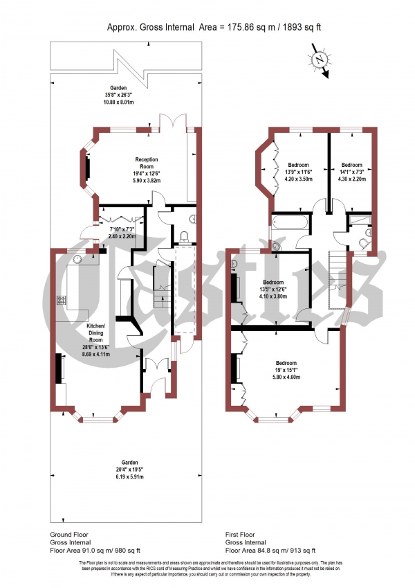 Floor Plan Image for 4 Bedroom Semi-Detached House for Sale in Farrer Road, N8