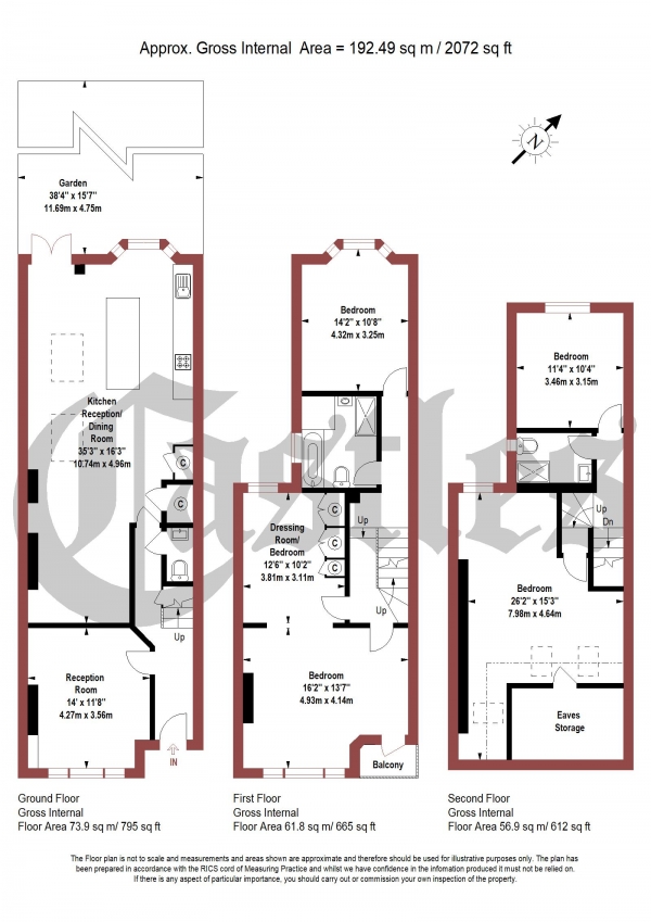 Floor Plan Image for 5 Bedroom Terraced House for Sale in Rathcoole Gardens, N8