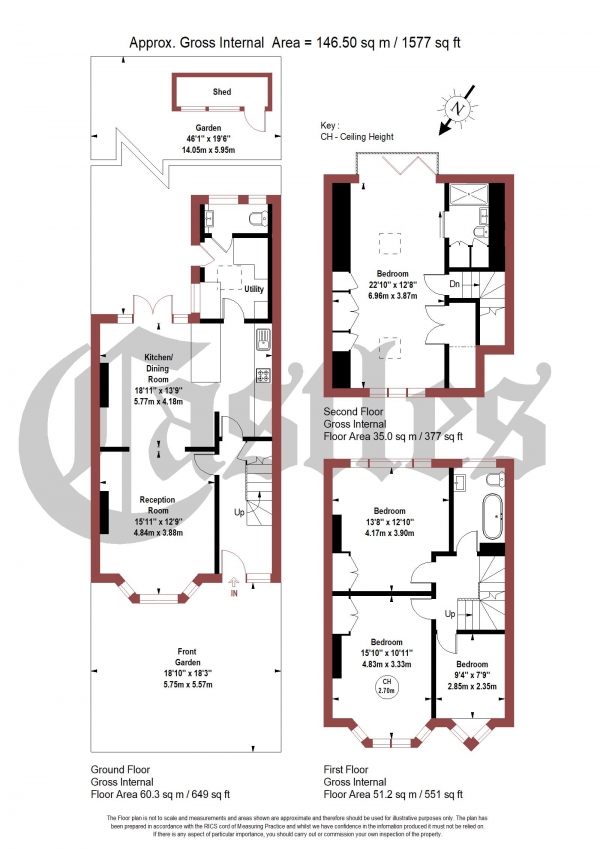 Floor Plan Image for 4 Bedroom Terraced House for Sale in Coleridge Road, N8