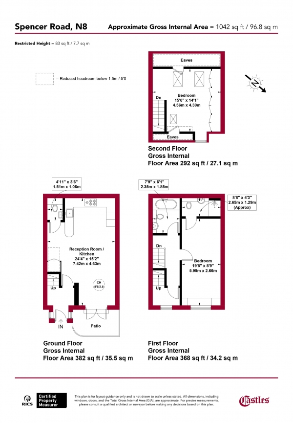 Floor Plan for 2 Bedroom Terraced House for Sale in Kings Gate Mews, Spencer Road, N8, N8, 9AF -  &pound650,000