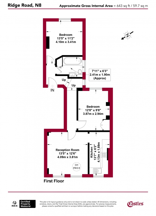 Floor Plan Image for 2 Bedroom Apartment for Sale in Ridge Road, N8