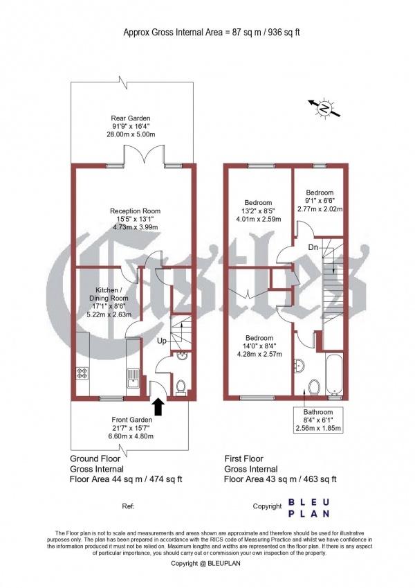 Floor Plan Image for 3 Bedroom Terraced House for Sale in Granville Road, N4