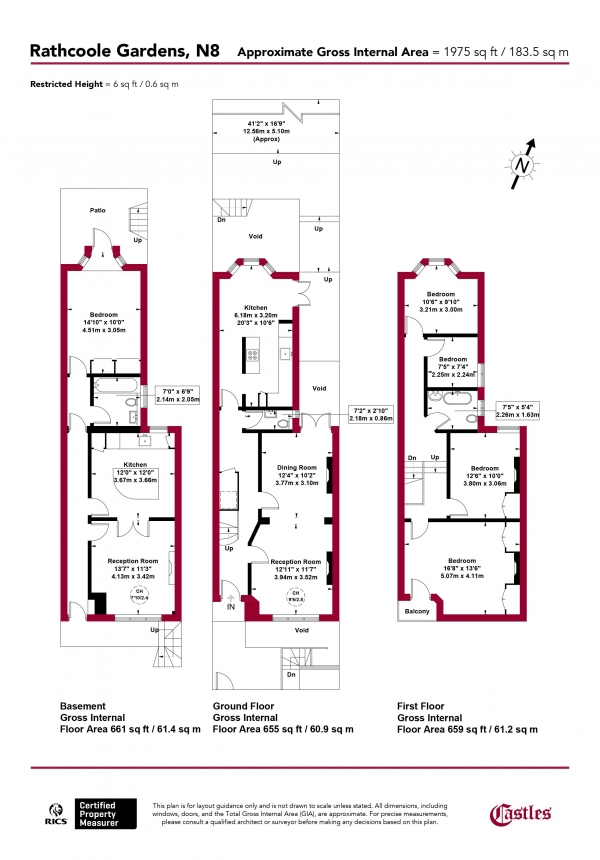 Floor Plan for 5 Bedroom Terraced House for Sale in Rathcoole Gardens, N8, N8, 9PE -  &pound1,550,000