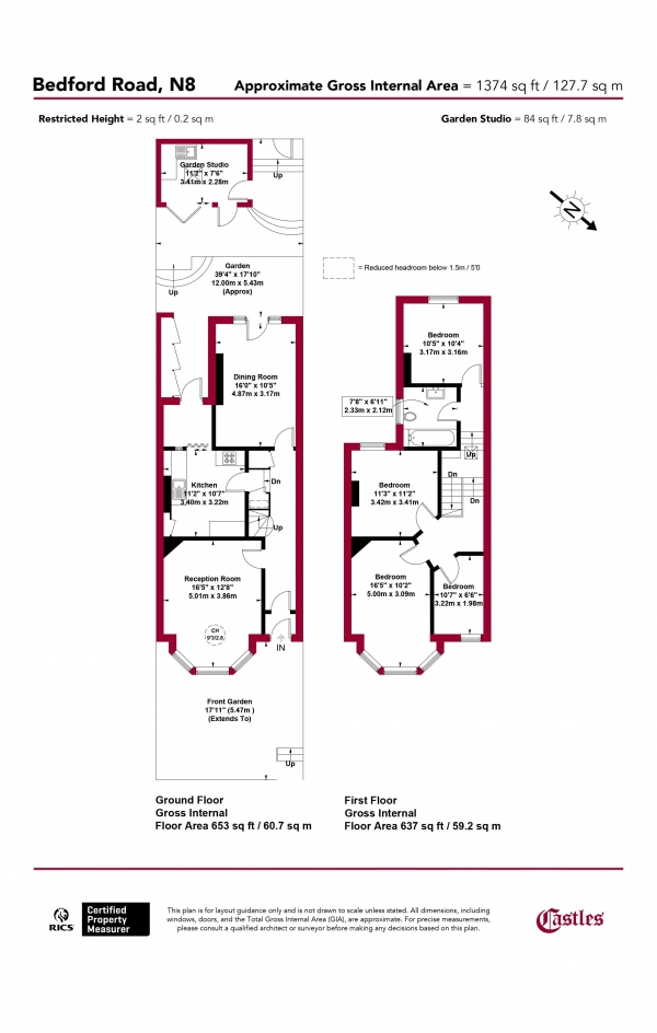 Floor Plan Image for 4 Bedroom Terraced House for Sale in Bedford Road, N8