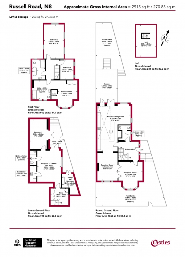 Floor Plan Image for 4 Bedroom End of Terrace House for Sale in Russell Road, N8