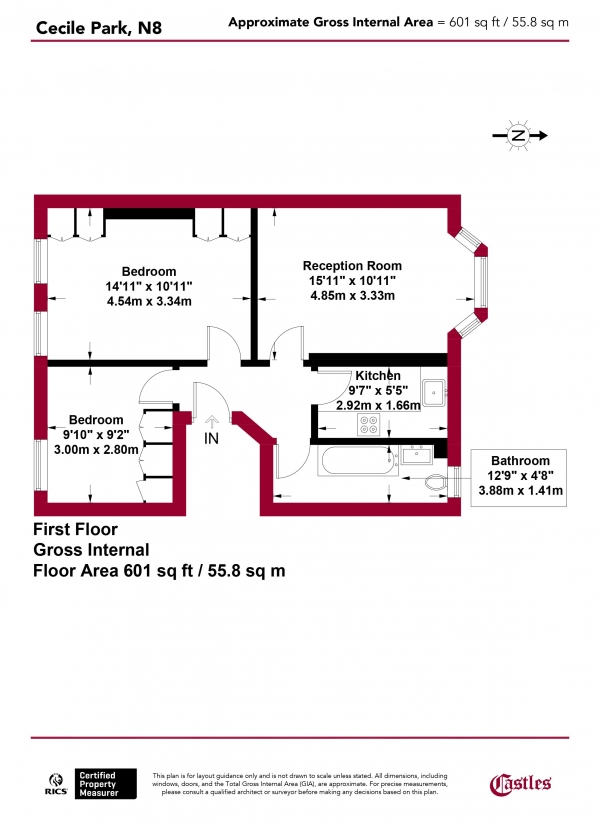 Floor Plan Image for 2 Bedroom Apartment for Sale in Cecile Park, N8