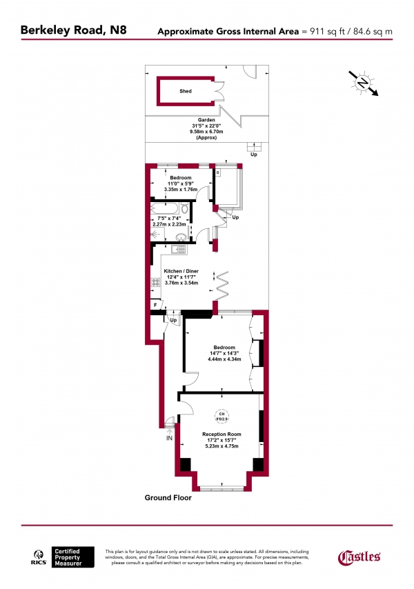 Floor Plan Image for 2 Bedroom Apartment for Sale in Berkeley Road, N8